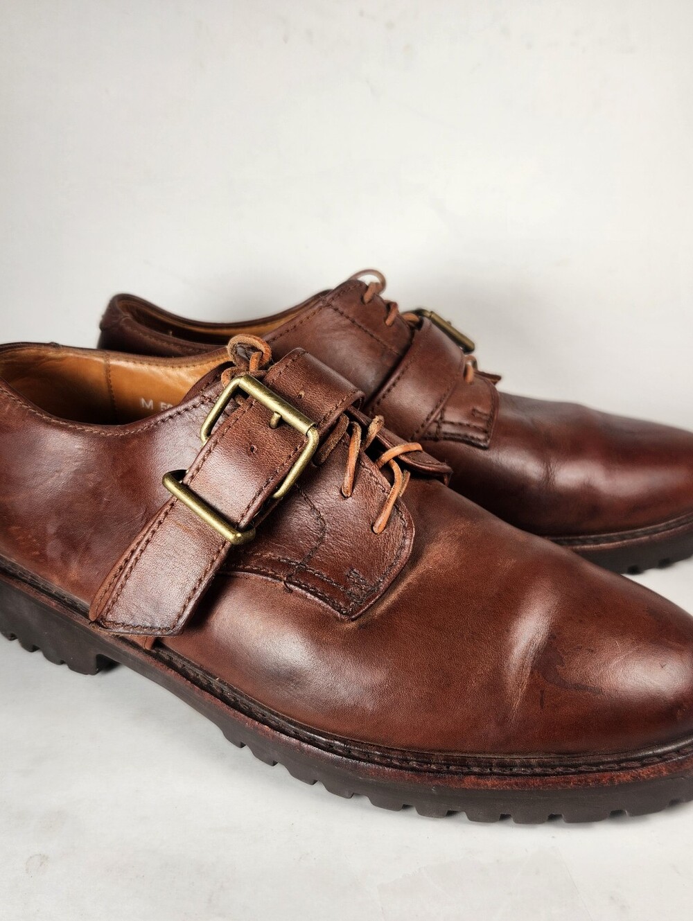 RALPH LAUREN Country Men's Shoe Size 7 D Monk Strap Lace Up Leather Vintage